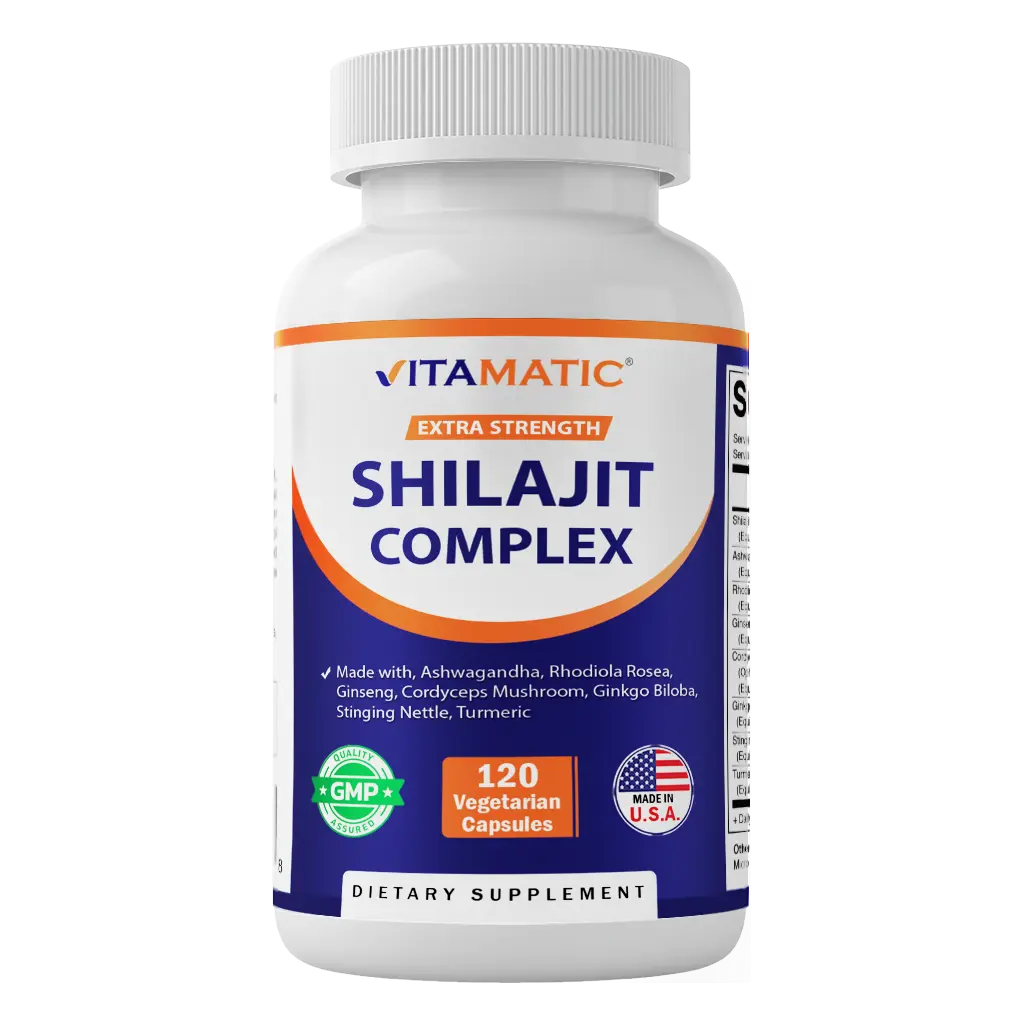 Vitamatic Natural Shilajit Complex Vitamin Supplement - 1420 mg per Serving, 120 Vegetable Capsules, 60 Servings - Supports Energy, Fitness, Metabolism, Healthcare Dietary Needs, Sugar Free, Gluten Free, Artificial Color Free