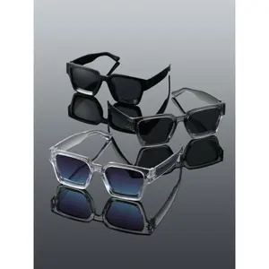 Men's Modern Frames Sunglasses - 3-Piece Sleek Rectangular Rubber Frame Tinted Lens Trendy Styling Sunglasses, Casual Fashion Accessories for Everyday Use, Outdoor Activities