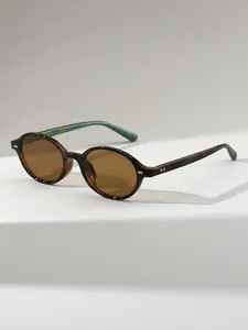 Vintage Tortoiseshell Oval Sunglasses, Colorblock Temple Design, Essential Uv400 Protection, Casual Style, All Seasons Wear, High Quality Street Style Sunglasses, Vintage Trendy Sunglasses, Classic Oval Sunglasses