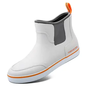 TOUGHSTEPS Men's Deck Boots for Fishing Waterproof ankle Rain Boots Non-Slip Neoprene Rubber water shoes for Boating Gardening Sailing Daily & Camping
