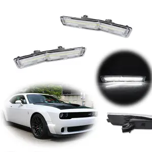 2pcs White LED Front Side Marker lamps Lights For 2018 2019 2020 2021 2022 Dodge Challenger SRT Widebody RT,Replace OEM  68319391AA