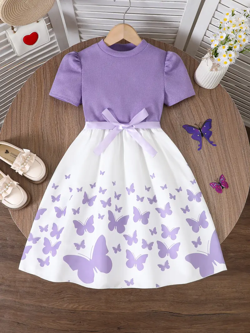 open lace back dress Aconiconi Elegant Blue French Print Short Princess Dress- Blue Ocean Whisper S / Blue main image 0