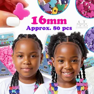 Butterfly Shaped Silicone Hair Beads – 1 Pack, 80 PCS 16mm, Soft & Flexible, Noiseless, Painless Hair Accessories for Women & Girls Stylish Braiding