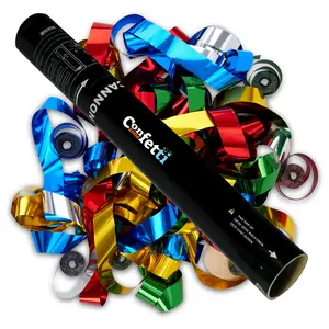 Dazzling Multicolor Metallic Streamer Hand Confetti Cannon 32"