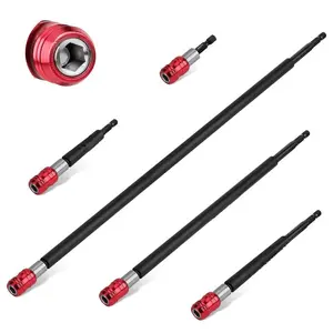 Magnetic Screwdriver Bit Holder Set: 5-Piece 1/4 Inch Hex Shank Quick Release Extension Adapter |   Super Straight Durable CR-V Steel |   Universal Fit for Impact Driver Bits |   2", 4", 6", 12", 17" Length