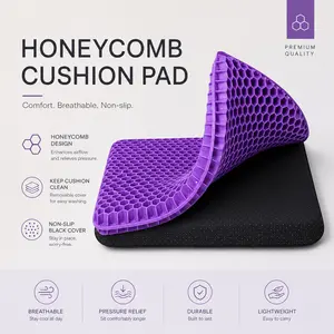 Gel Honeycomb Seat Cushion with Non-Slip Cover, Ergonomic Breathable Pad for Office, Car, Desk, and Wheelchair