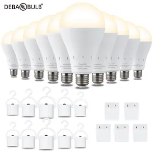DEBAOBULB 3000K Warm Light E26 120V 9W Rechargeable Battery Operated Emergency LED Lamp Multifunctional Hook Included Home Energy Saving Lighting summergarden summergarden