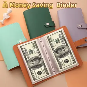 PU Material Money Saving Book, Holds Up to 100 Bills Stamps Cards, Large Capacity Cash Storage Notebook, Fun Budget Planner Gift Idea, Bill Organizer Planner, Savings Tracker Organizer, Monthly Bill Organizer