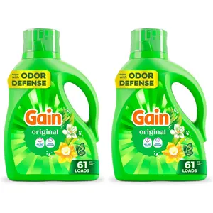 Gain + Aroma Boost Liquid Laundry Detergent, Original Scent, 61 Loads, 88 fl oz, HE Compatible (Pack of 2)