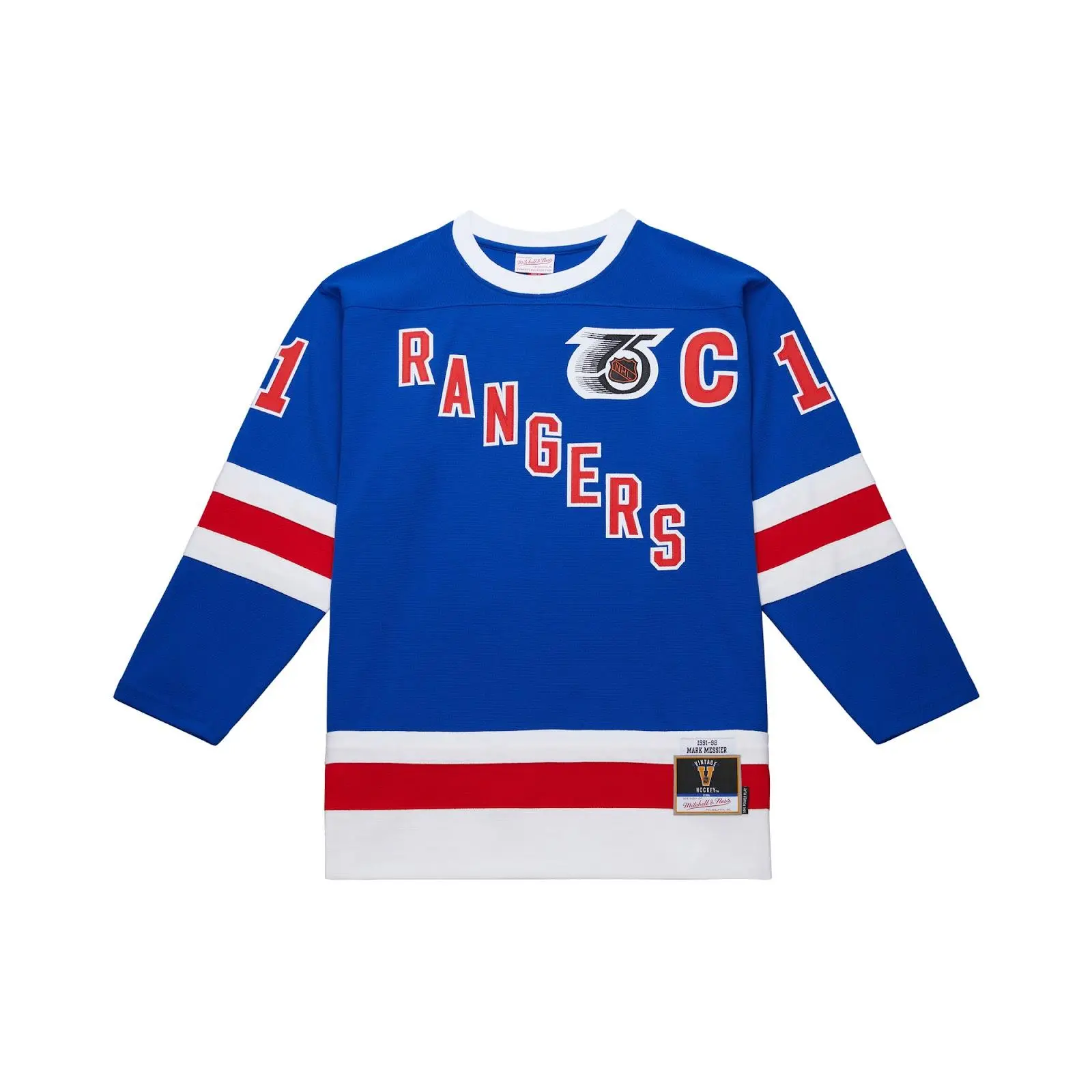 Mark Messier New York Rangers 1991-92 Blue Power Play Jersey NHL Throwback Hockey Fan Gear Mitchell & Ness
