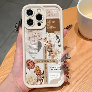 Case for iPhone 16 Pro Max 15 Plus 14 13 12 11 XS XR Stylish Fashion Bible Verse Cross Phrase Christian Pattern Drop Protection Shockproof Soft Silicone smartphone Cover