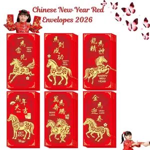 Chinese New Year Red Envelopes 2026 – 24PCS Lunar New Year Red Packet Gift Envelopes with Horse Design, New Year’s Eve Party Supplies & Decorations