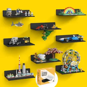 BlissBox Rectangular Black Wall-Mounted Brick Display Shelf, 11.3” x 6.3”, Double-Sided Design with 36 x 20 Pegs Per Side – Ideal for Toy Brick Storage, Display, and Room Decor, Sturdy Durable ABS Construction