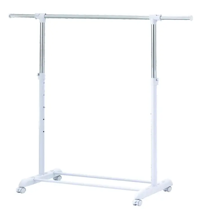 Adjustable Metal Rolling Garment Rack, Chrome & White Portable Clothes Rack for Bedroom, Closet & Laundry Room