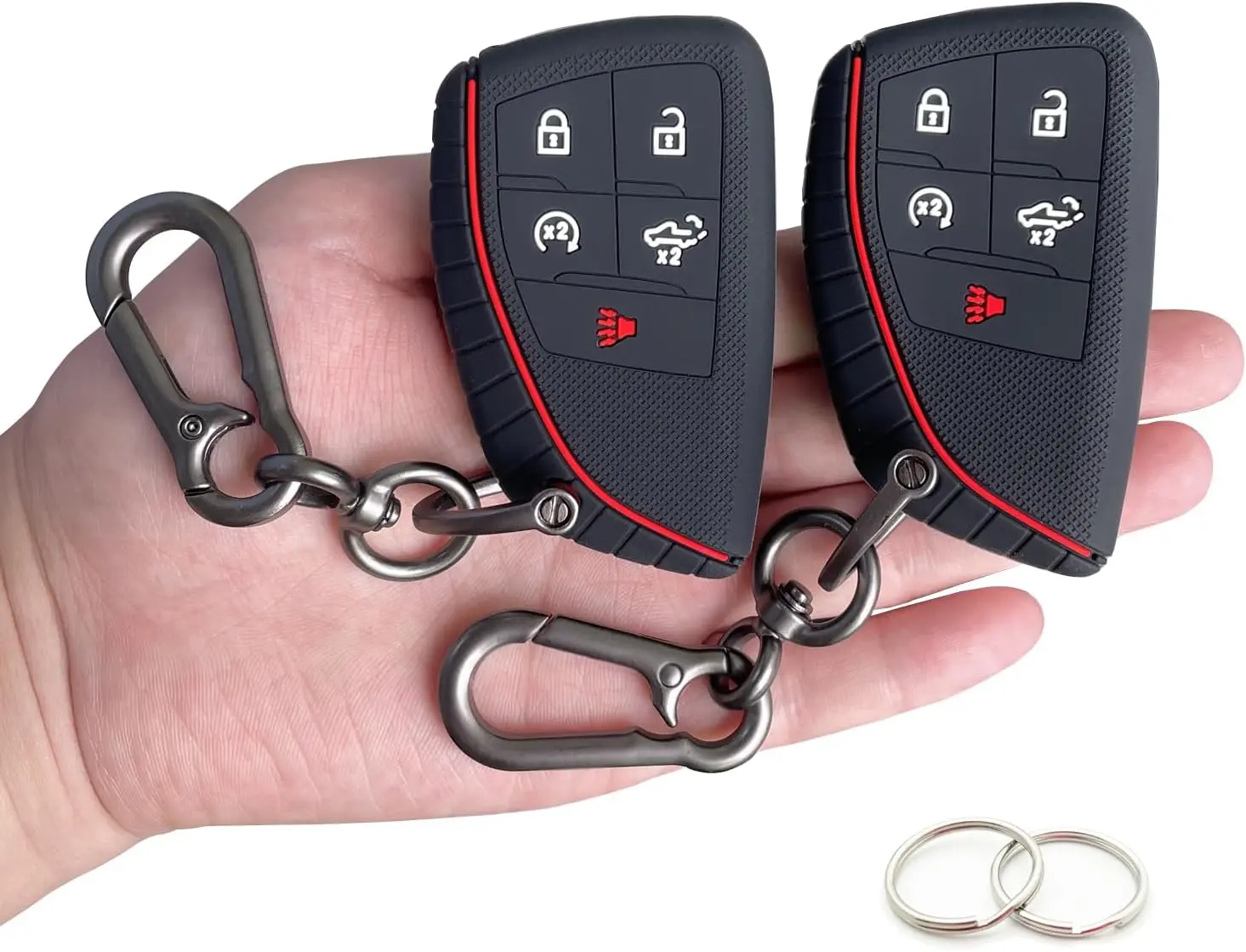 Silicone Key Fob Cover Set, 2-Pack Black Multipack Car Key Fob Protector for 2022-2026 Chevy Silverado 1500/GMC Sierra 1500, 2024-2026 Silverado/Sierra 2500HD/3500HD Truck Accessories, Key Covers, Chevy/Gmc