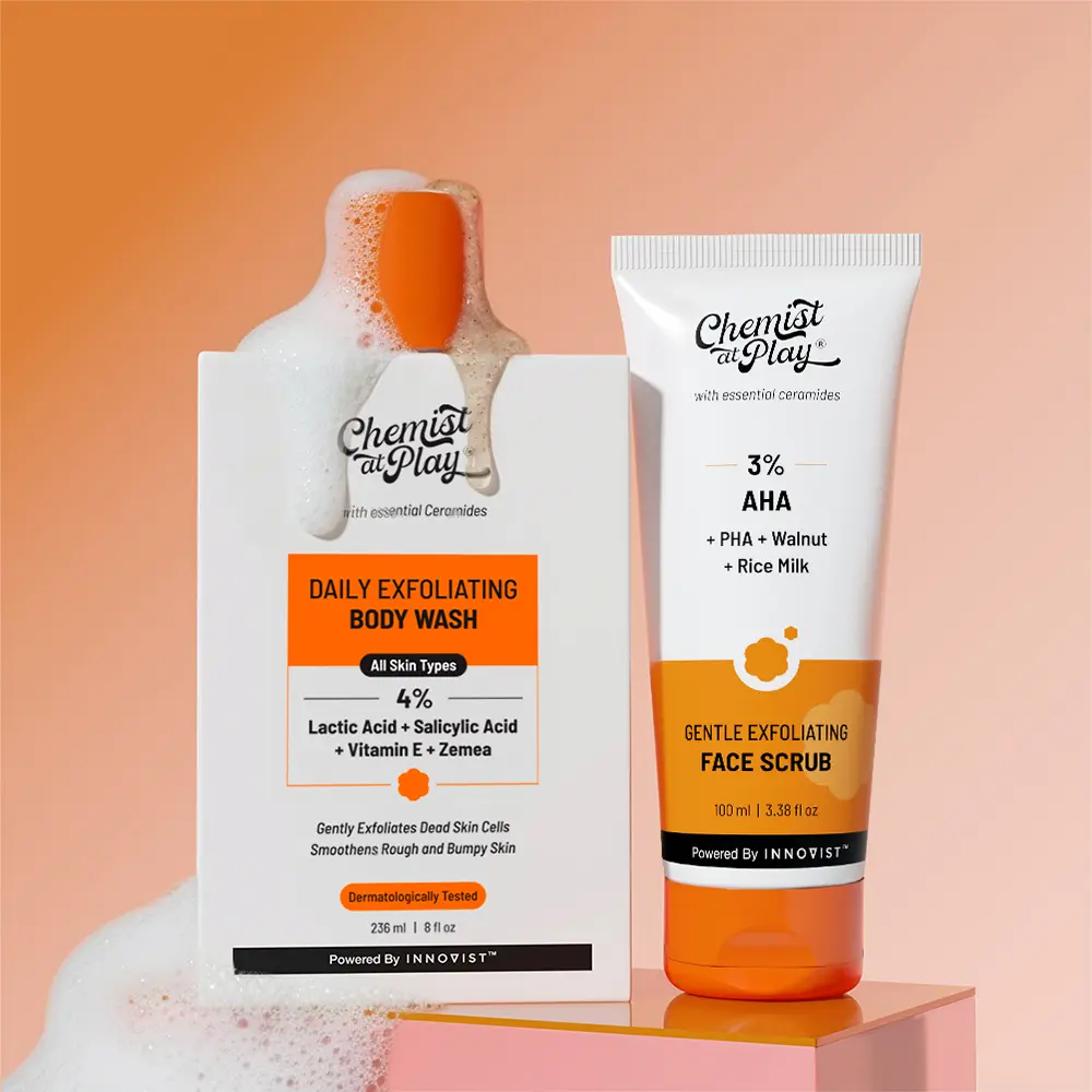 Exfoliating Body & Face Duo - Exfoliating Body Wash - 8fl oz & Face Scrub - 3.38fl oz | Helps Improve Skin Texture with Gentle Exfoliation
