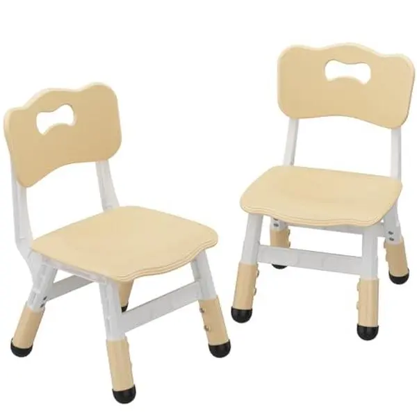Gaomon 2-Pack Kids Ergonomic Chairs, 3-Level Height Adjustable Toddler Seats for 2-6 Year Olds, Plastic Study & Dining Seats for Home, Beige