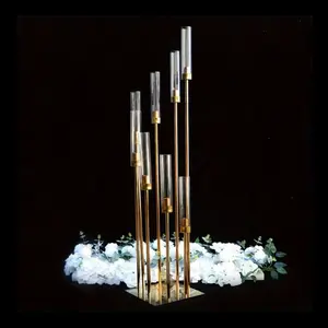 Elegant 1-piece Gold Metal 8-arm Candle Holder - A Tall Wedding Centerpiece.Multifunctional Dining Table Decoration, Suitable Fo