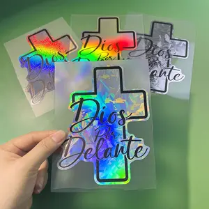 1PC Spanish Cross Motorcycle Decal Waterproof, UV-resistant, Durable and Easy To Apply Suitable for Motorcycle Luggage Compartments, Fuel Tanks, Side Panels, Windshields and Helmets Christian-themed DIY Decorative Decal