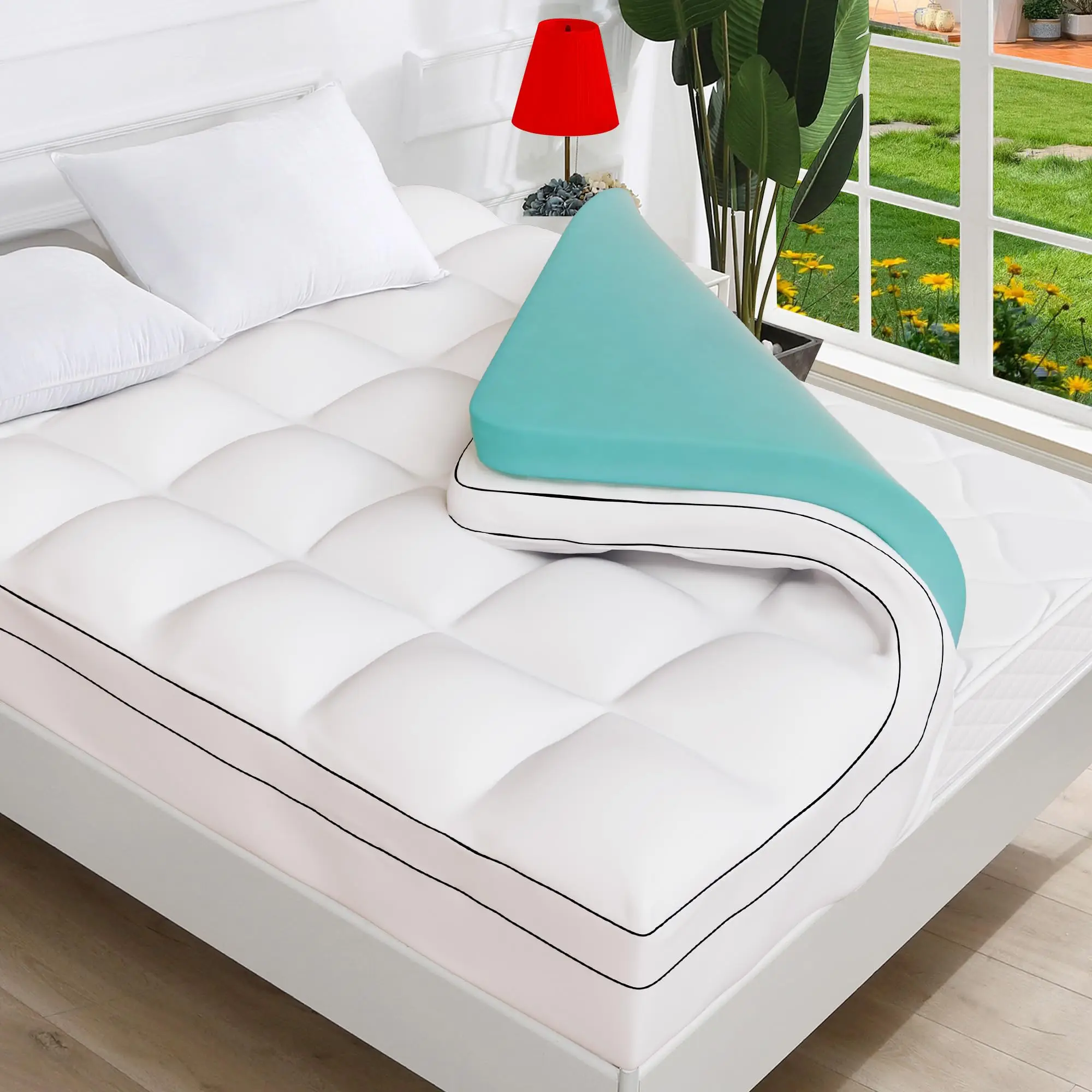 Dual Layer 4 Inch Memory Foam Mattress Topper Twin Size, 2 Inch Gel Memory Foam Plus 2 Inch Cooling Pillow Top Cover with 8-21 Inch Deep Pocket, Mattr