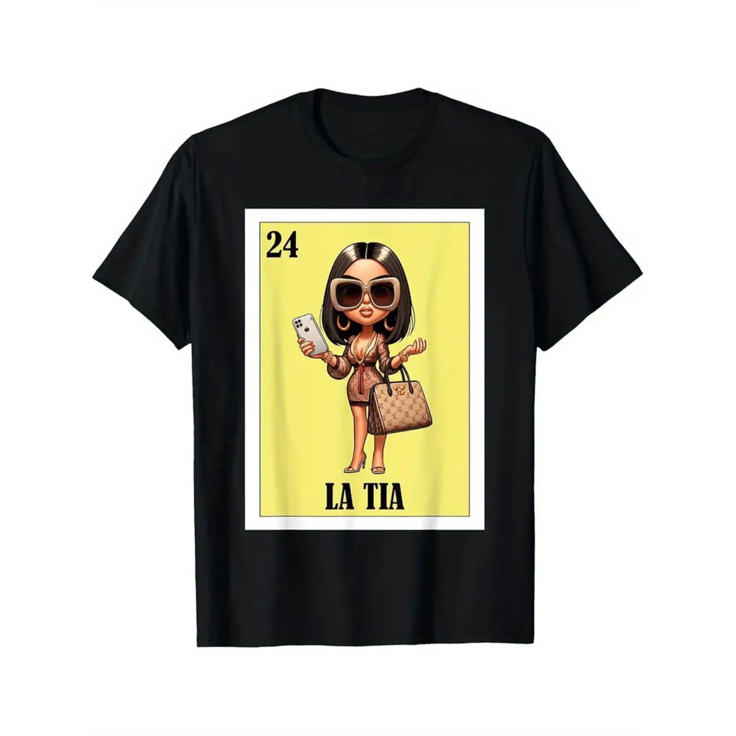 Men's Streetwear Graphic T-Shirt with "La Tia Fresa" Print, Soft Breathable Fabric in a Casual Loose Fit with Round Neck