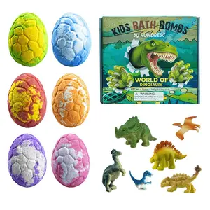Dino Egg Bath Bombs for Kids with Surprise Dinosaur Toys, Natural Fizzy Spa Bubble Bath Bomb Set, Christmas & Birthday Gift