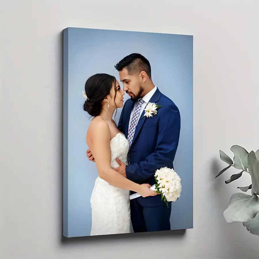 2D Flat Personalized Custom Photo Canvas Print - Framed Wall Decor with Wrap-Around Frame, Custom Picture Upload, Premium Durable Digital Print, Ideal Couples Gift for Home Decoration, Room Decor