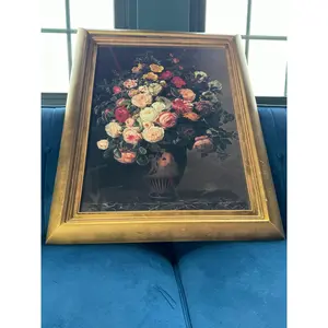 Baroque Flowers Print Gold Frame