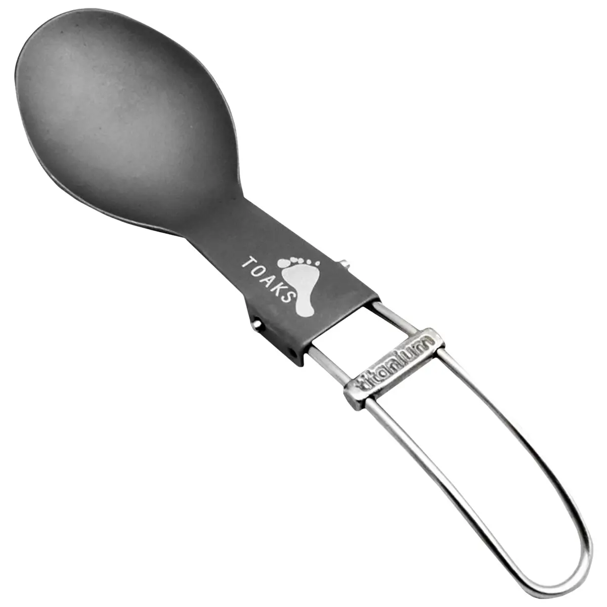 Toaks Titanium Folding Spoon with Polished Head, Sturdy and Ultra-light Rugged Cutlery for Backpacking and Camping, Campfire / Bbq Party, Compact, Lightweight, Hiking / Light Outdoor