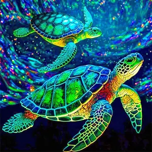 Turtle Pattern DIY Diamond Arts Colorful Painting Kit without Frame, DIY 5D Diamond Arts Colorful Painting for Bedroom Home Wall Decor, Diamond Painting Kits