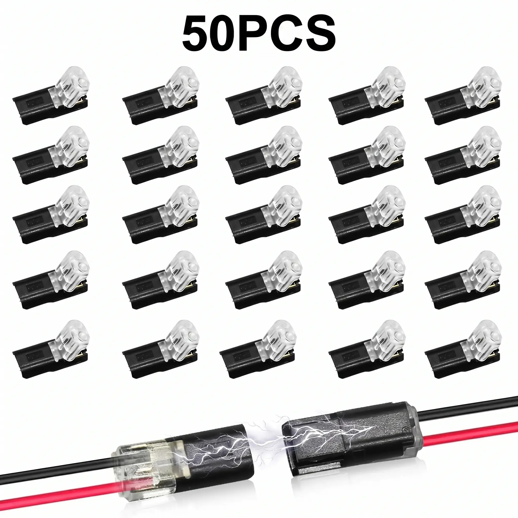 50PCS Quick Connect Wire Connectors, No Wire Stripping & Easy Lock Design, Solve Loose Wire Connections Fast for DIY Makers, LED Strip Lights, Home Projects & Model Kits (25-Pack)