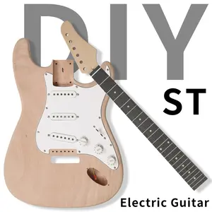 DIY 6-String ST-Style Electric Guitar Kit - Mahogany Body, Maple Neck, Included Accessories, Easy Installation, No Welding Required