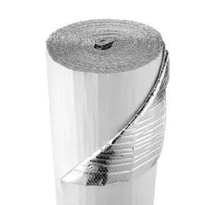 VEVOR Reflective Insulation Roll, Double-Layer Air Bubble Radiant Barrier, 6mm 48 inx 100 ft, Aluminum Foil White PE Film Heat Reflective Shield, Thermal Insulation Roll for Garage Door Window RV Roofs