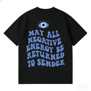 Evil Eye Energy Shield T-Shirt, TikTok Shop Black Friday Holiday Gift for Men and Women, Matching Couple’s Set, Washed Short-Sleeve Loose Soft 100% Cotton Streetwear, Unisex Casual Clothing