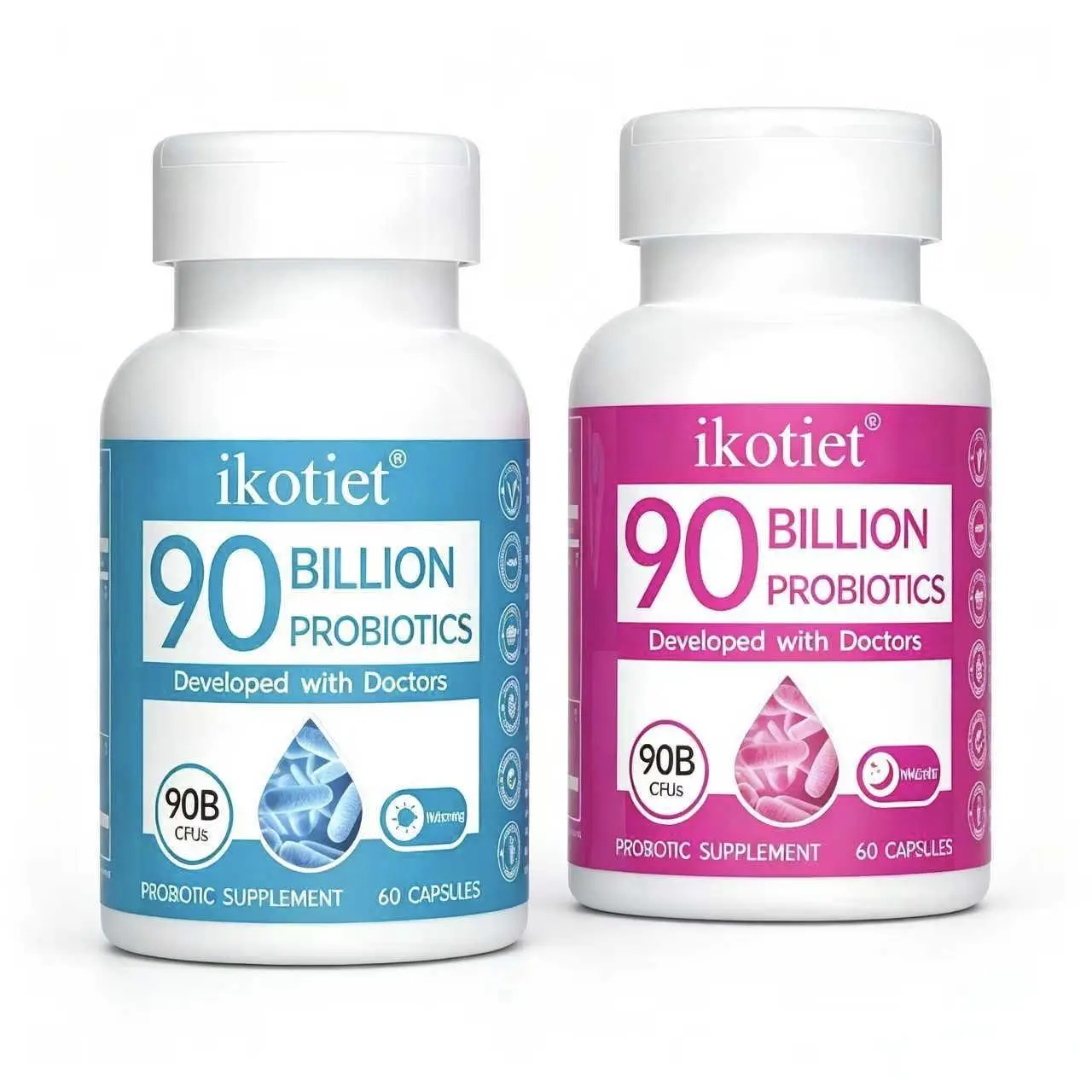 Women's Probiotic Supplement - Doctor-Developed, 60B CFU Capsules, Supports Gut Digestion & Immune Health (Day & Night Formula)