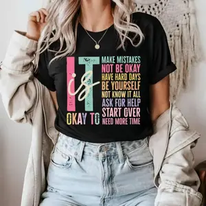 Encouraging Mistakes Are Okay Shirt for Educators and Mentors Large Motivational Back to School Tee