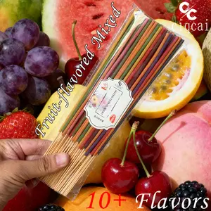 Natural Fruit Scented Incense Sticks, 22cm Long High-Quality Handmade Aromatherapy Rods, Grape, Watermelon, Pineapple, Yoga & Meditation，The fragrance is natural and rich, refreshing and mosquito-repellent