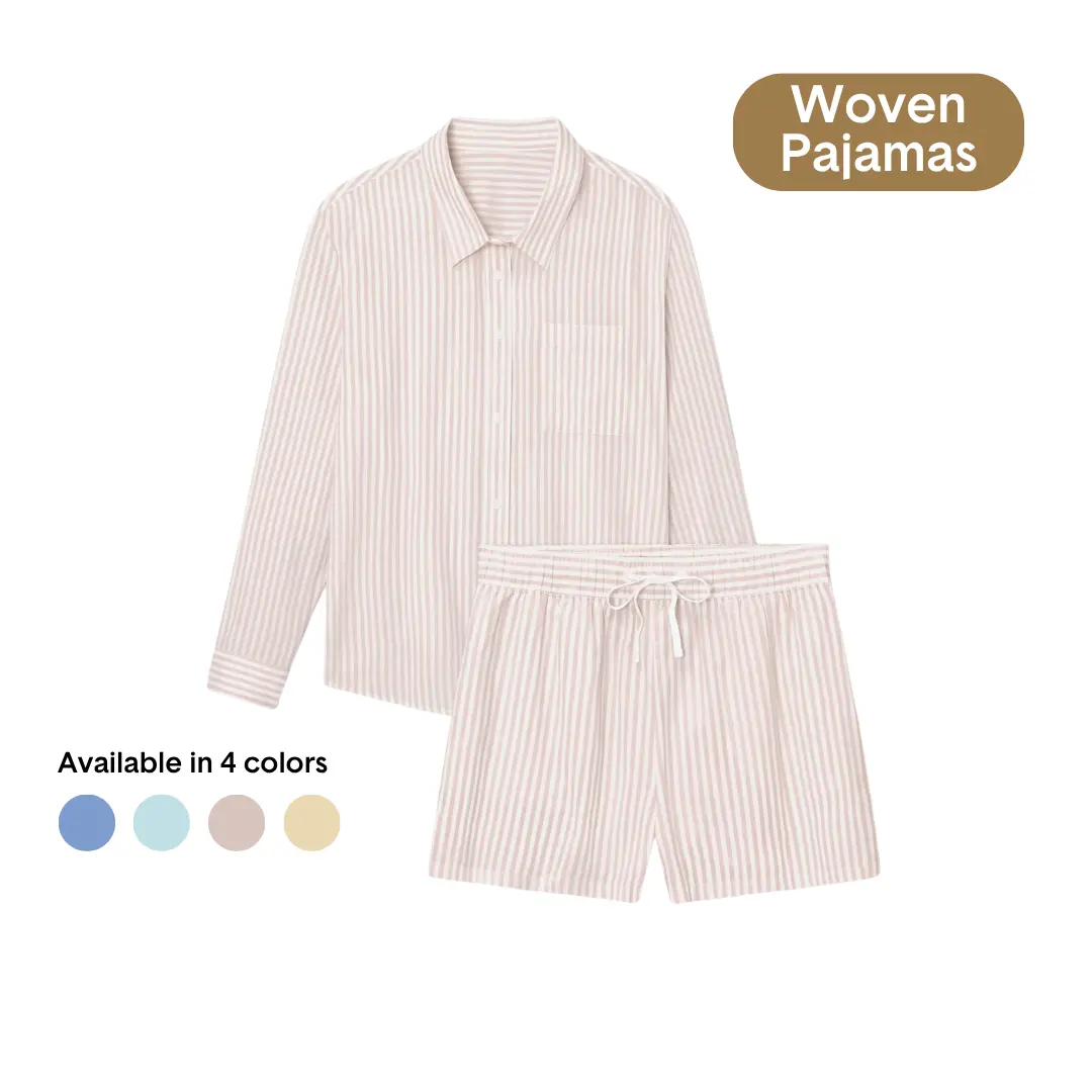 Tommy John Women’s Woven Button Down Shirt & Short Set | Ultra-Soft Cotton Modal Pajama Set, Breathable Sleepwear Fabric Fit