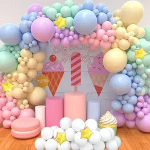 Pastel Balloon Garland Kit 128pcs Macaron Rainbow Gold Confetti Balloons Arch Kit for Baby Shower Birthday Wedding Children's Day Party Decorations