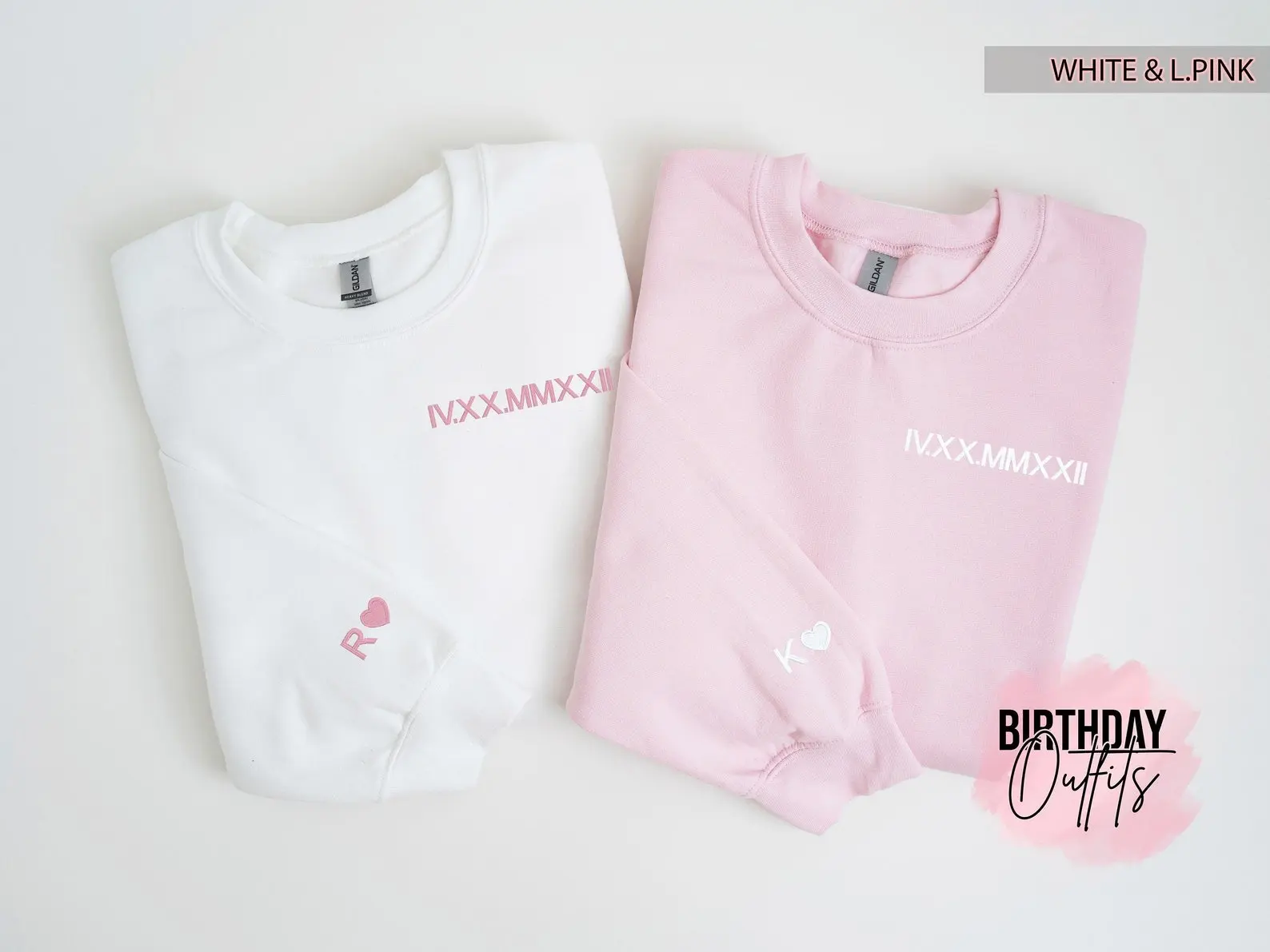 Custom Embroidered Roman Numeral Crewneck, Couples Gifts, Anniversary gift, Matching Couples shirt, Couple Shirt Initial On Sleeve, hoodie
