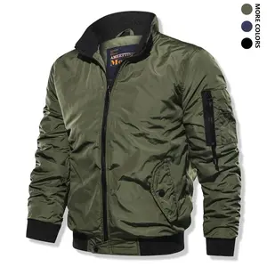 Men'S Winter Windproof Bomber Jacket - Casual Long Sleeve Zip-Up with Pockets, Solid Color,  Regular Fit for Fall & Winter, Winter Bomber Jacket, Plus Size Men Clothing