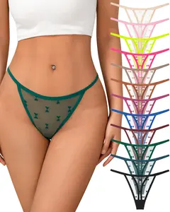 Women’s 12-Pack Low Rise Lace Cotton Thongs - Seamless No Show, Soft Breatheable, Sexy, Stretchy Underwear for Leggings, Bodycon Dresses, Fit Everyday Wear