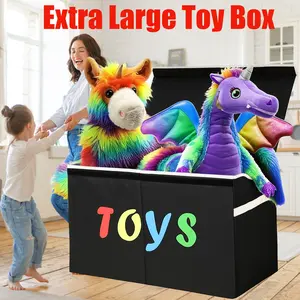 Space-Saving Toy Box Chest - Collapsible & Sturdy Storage Bins with Lids - Extra Large Organizer for Boys, Girls, Nursery & Closet.
