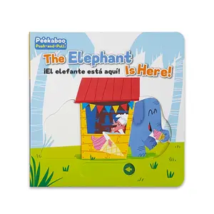 English Spanish Bilingual Peekaboo Push and Pull Board, Interactive Animal Story Reading Activity, Early Language Learning Gift for Toddlers