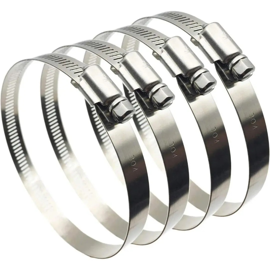 4" (Diameter) Adjustable 304 Stainless Steel Duct Clamps For Hose,Pipe,Air Ducting Worm Drive Hose Clamps (4Pcs, 91mm-114mm)