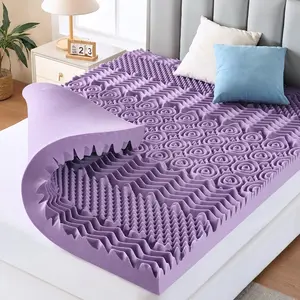 3 Inch 7-Zone Queen Size Mattress Topper, Egg Crate Memory Foam for Back Pain, Lavender Cooling Gel Infused Bed Pad, CertiPUR-US and Oeko-TEX Certification (60"*80")