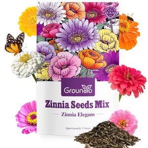 Zinnia Flower Seeds Mix, Over 3,000 Flowers Seeds，5 Varieties (Pink, Yellow, Orange, White, Purple), Mixed Colors and Large Blooms，Easy to Grow, 1oz Bulk Pack，Mother's Day Gift