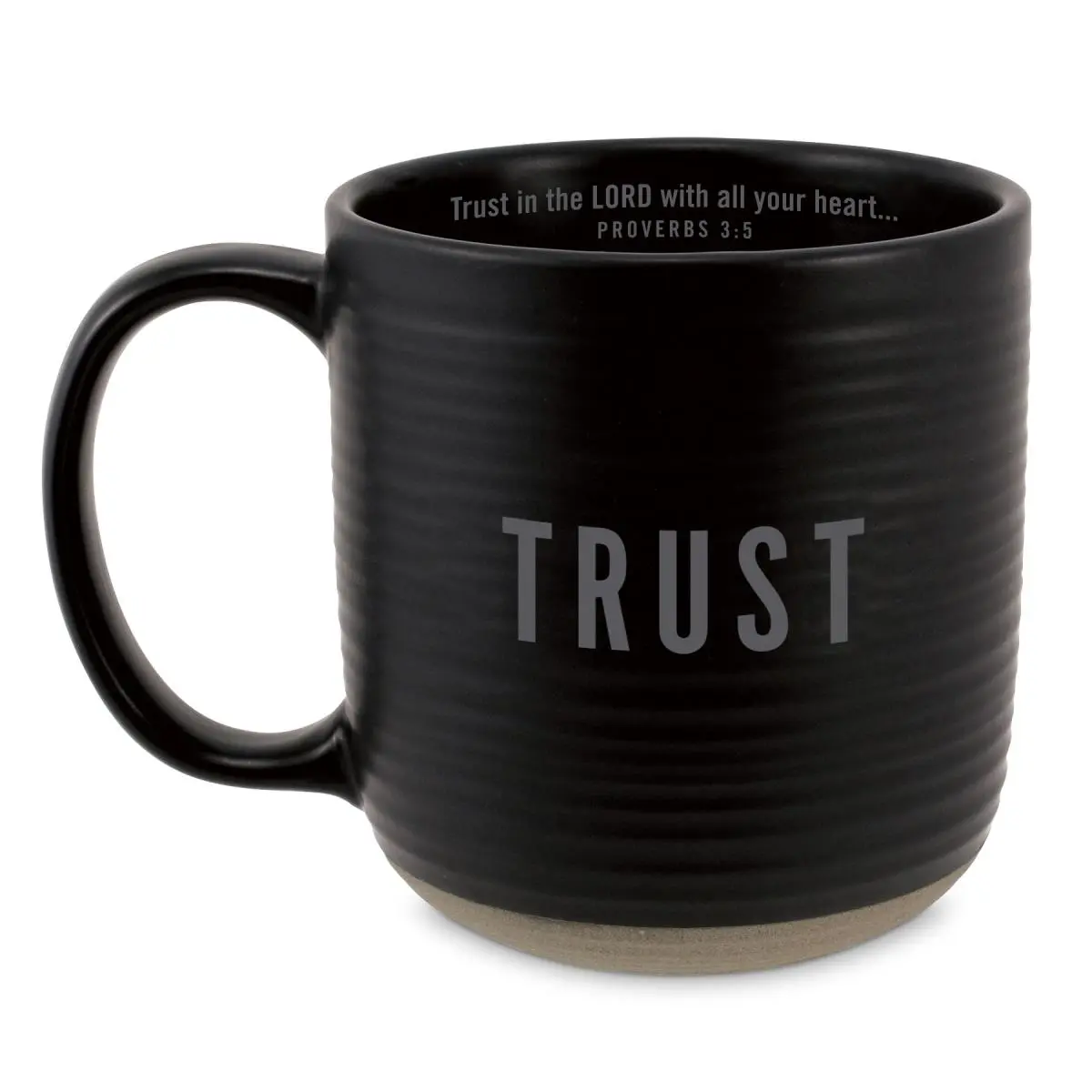 212 MAIN 20oz Textured Trust Black Ceramic Mug - Reusable Drinking Cup, Dishwasher Safe Kitchenware, Scripture Rim, Faith Gift for Adults