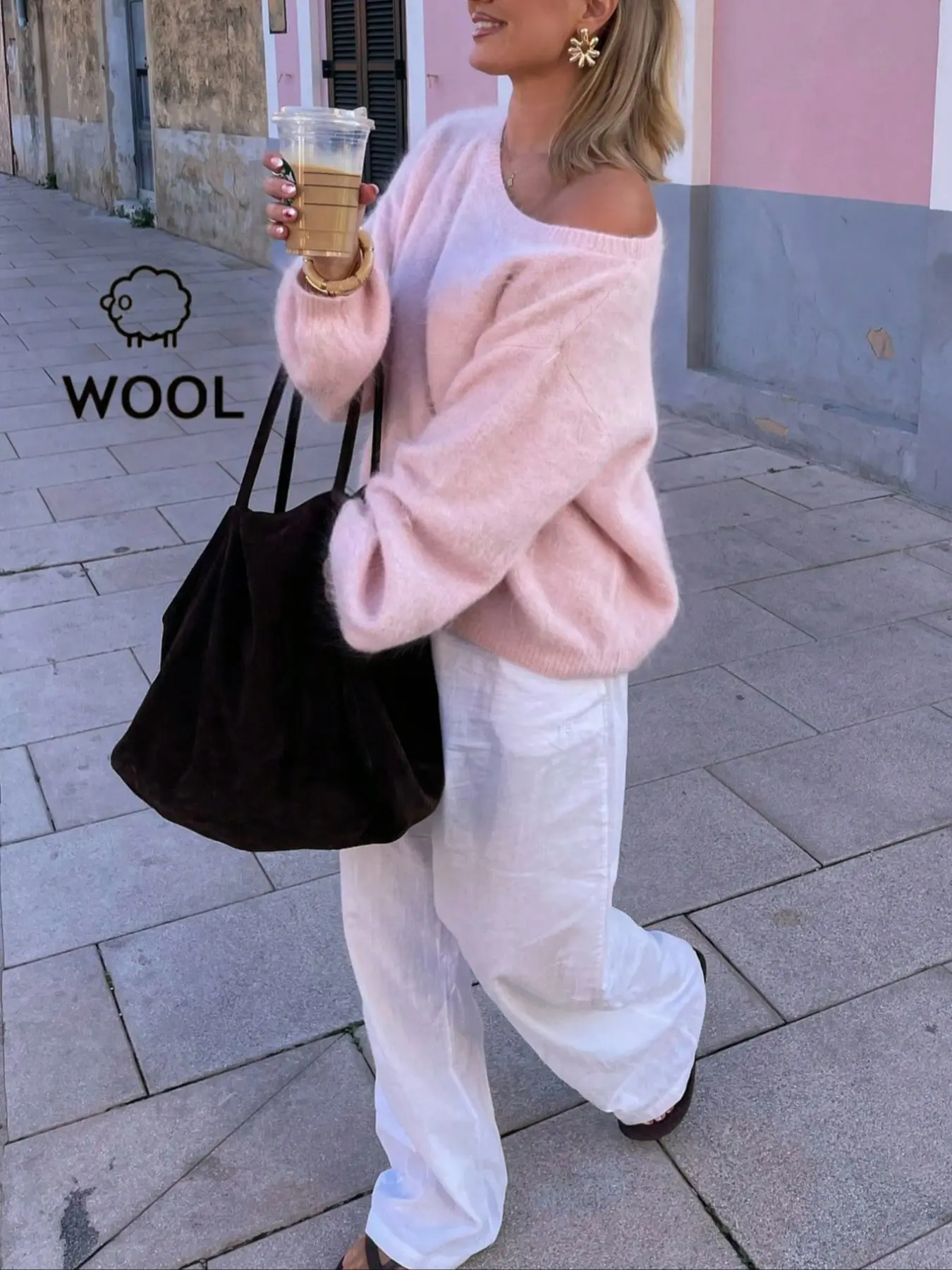 Women's Romantic Ultra Loose Fit Sweater Pullover, Lady Womenswear, Solid Color Slouchy Design, Long Sleeve Knit Top for Casual Wear