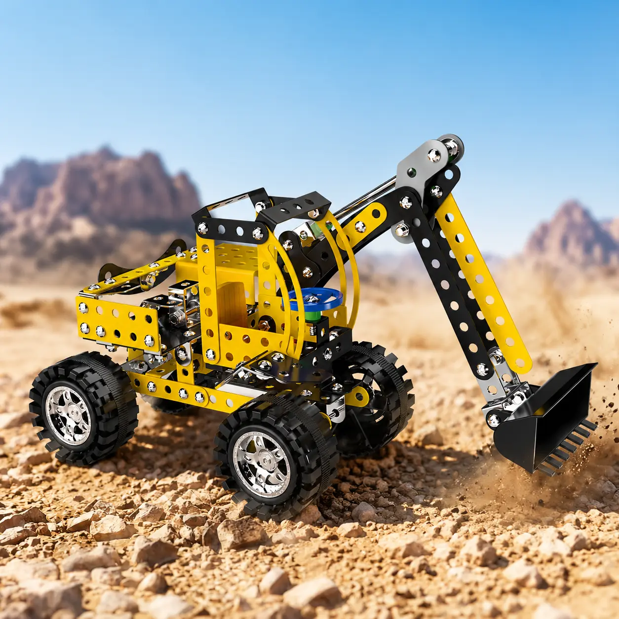 Unisex Kids DIY Excavator Building Block Assembly Kit - Cool Fantasy-Sci-Fi Construction Vehicle, STEM Learning Parent-Child Playset for Ages 6-8 to Train Memory & Observation, Ideal Birthday Holiday Gift for Indoor Model Fun